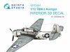 Quinta Studio QD72241 TBM-3 Avenger 3D-Printed & coloured Interior on decal paper ( HobbyBoss ) 1/72
